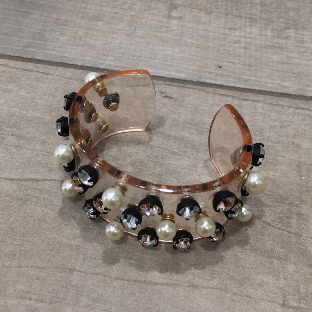 NWOT J. Crew Crystal and Pearl Studded Bracelet - Picture 5 of 5